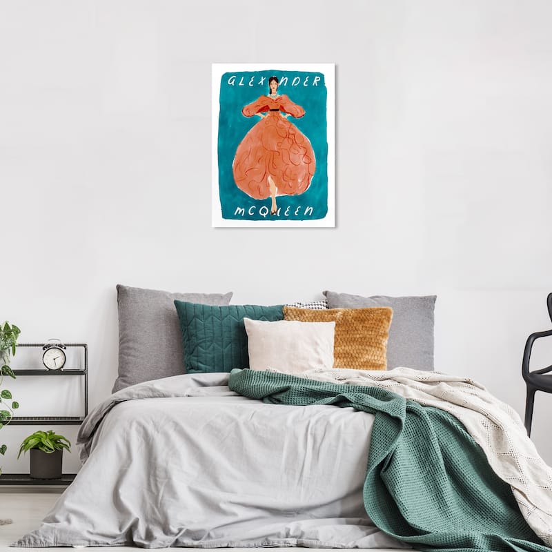 Wynwood Studio Fashion and Glam Alexandra The Queen Blue and Turquoise Modern & Contemporary Wall Art Canvas Print - 36 x 24