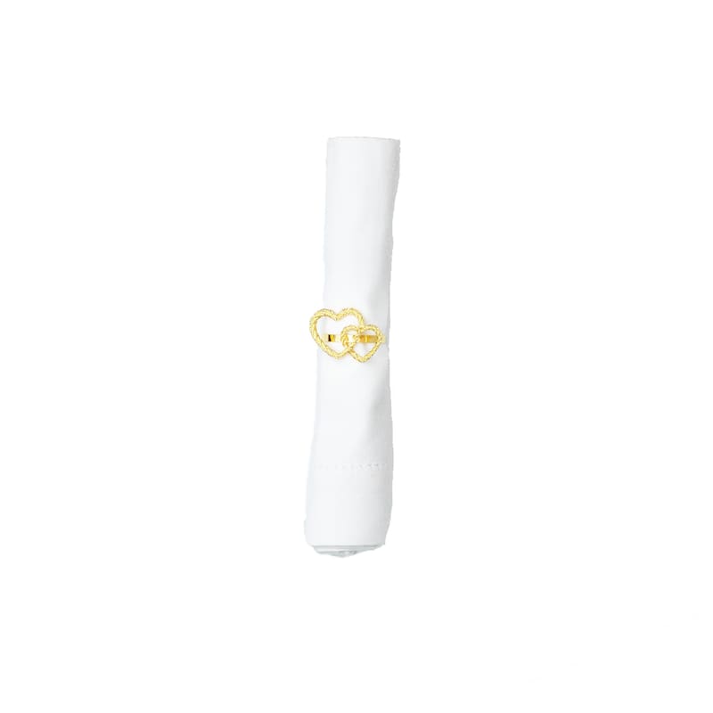 Gold Heart Wedding Napkin Ring Set of 6 - Set of 6