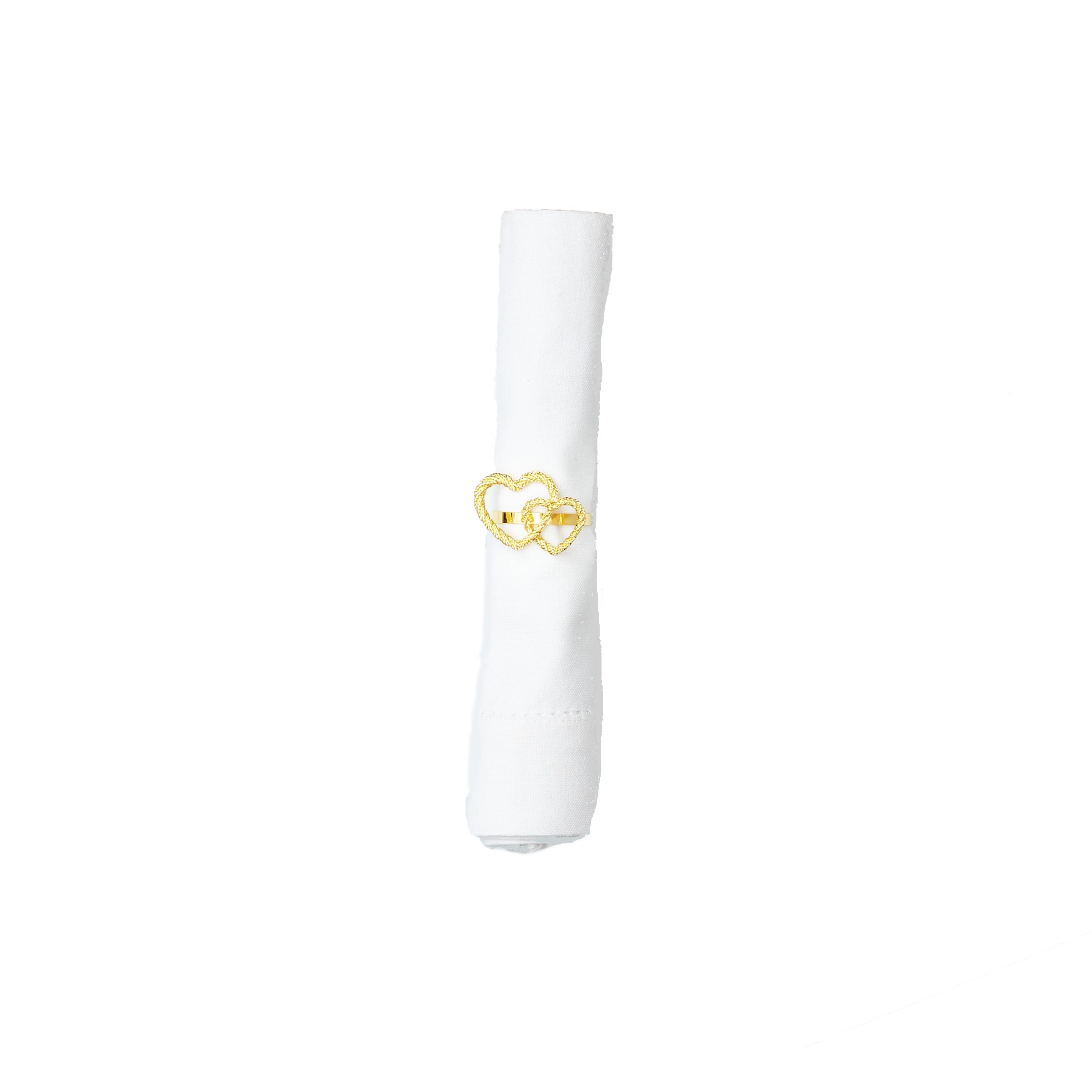 Gold Heart Wedding Napkin Ring Set of 6 - Set of 6