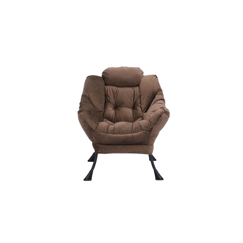 Cotton Lounge Chair with Ottoman, Footrest & Side Pocket (300lb Capacity)