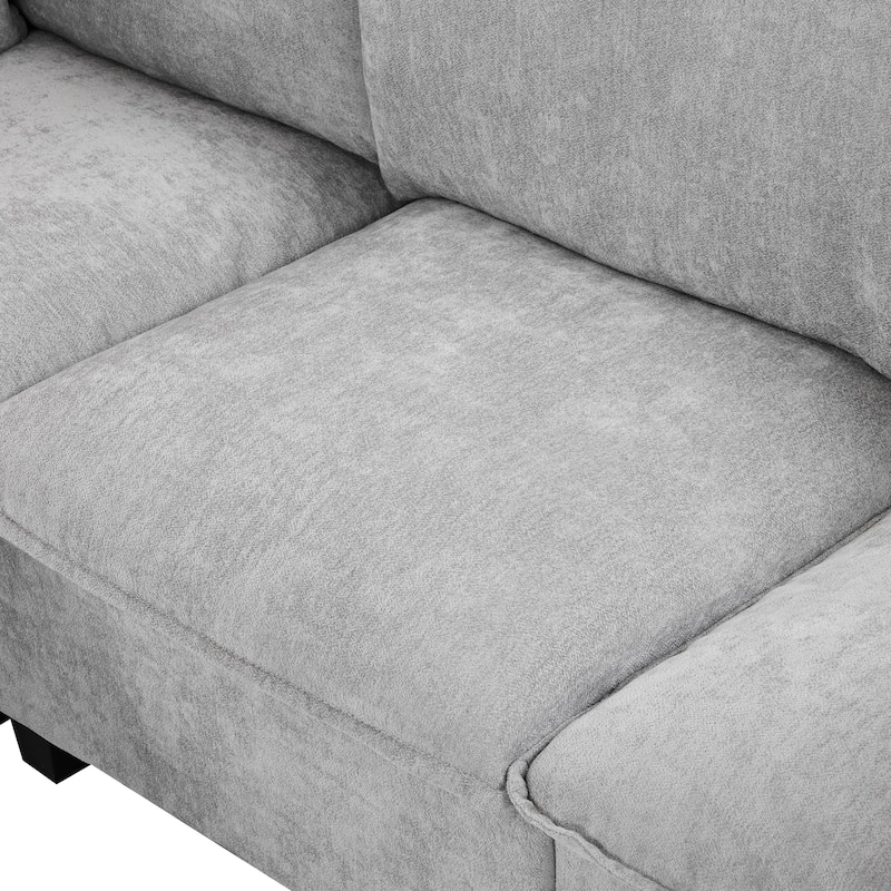 U-Shaped Chenille Sectional Sofa Set Modular Couch w/ Coffee Table