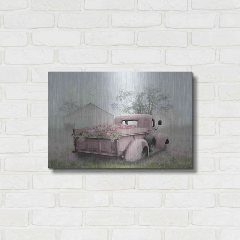 Luxe Metal Art 'Pink Flower Truck' by Lori Deiter, Metal Wall Art