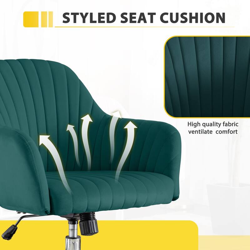 Modern Velvet Accent Chair with Adjustable Height and Rolling Casters
