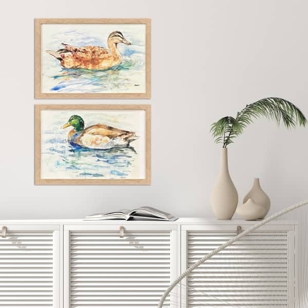 slide 2 of 4, Paragon Water Duck Non-Glass Framed Art - Set of 2 2-piece Set