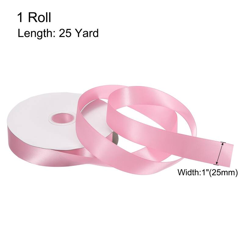 Satin Ribbon Grosgrain Valentine Solid Double Face Wedding Ribbon - Light Pink - 1" x 25 Yard