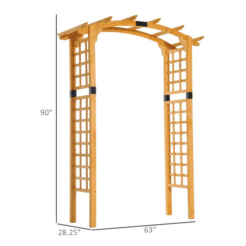 Outsunny 90in Wood Garden Arbor Arch with Trellis Wall for Climbing & Hanging Plants