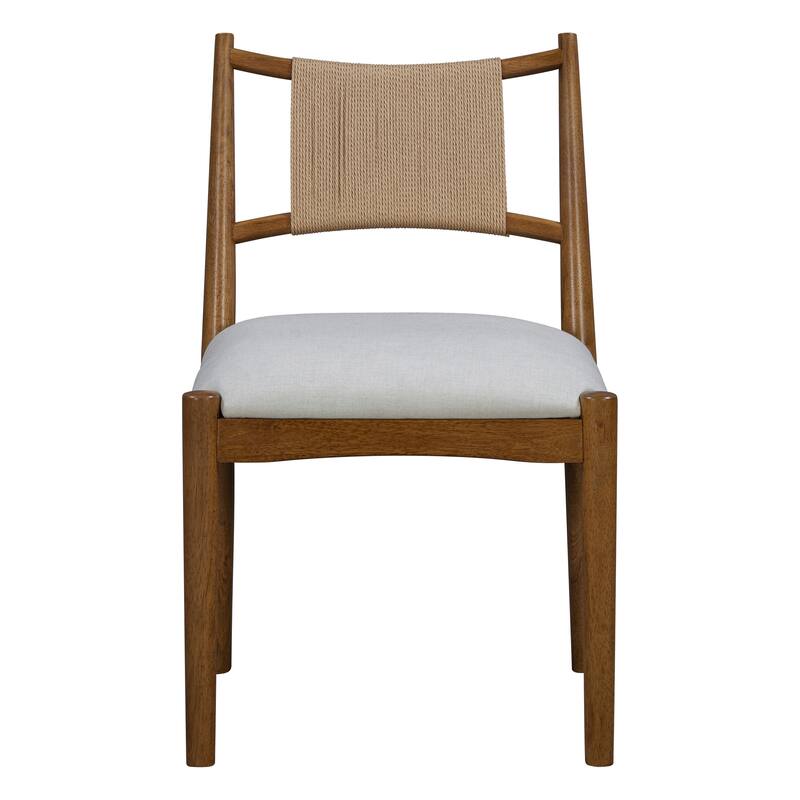 Christopher Knight Home - Mid-Century Set of 2 Upholstered Dining Chair with Woven Paper Rope Back