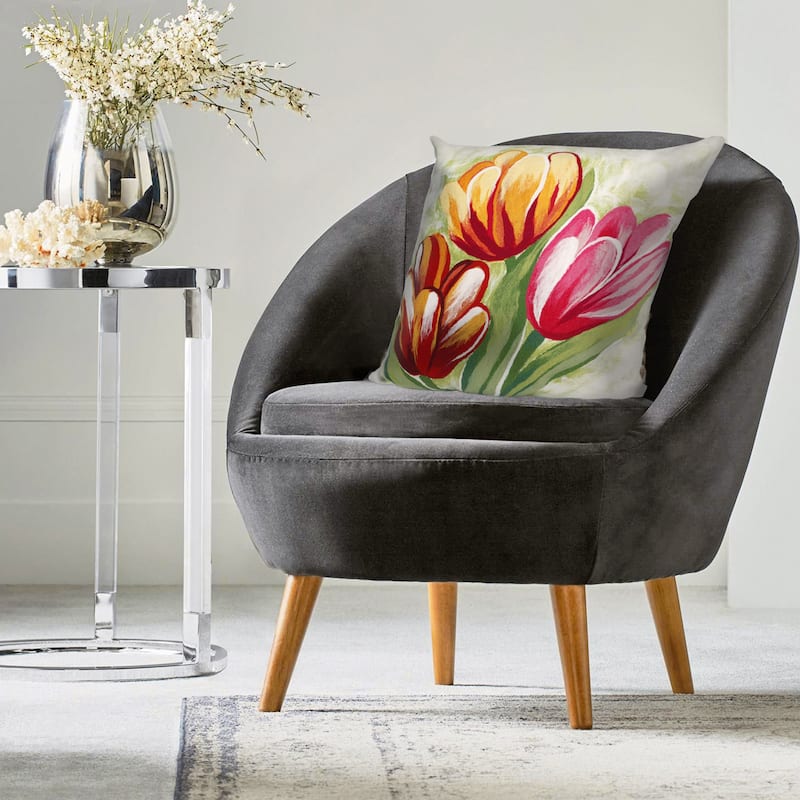 Liora Manne Visions IV Tulips Indoor/Outdoor Pillow Warm 20" x 20"