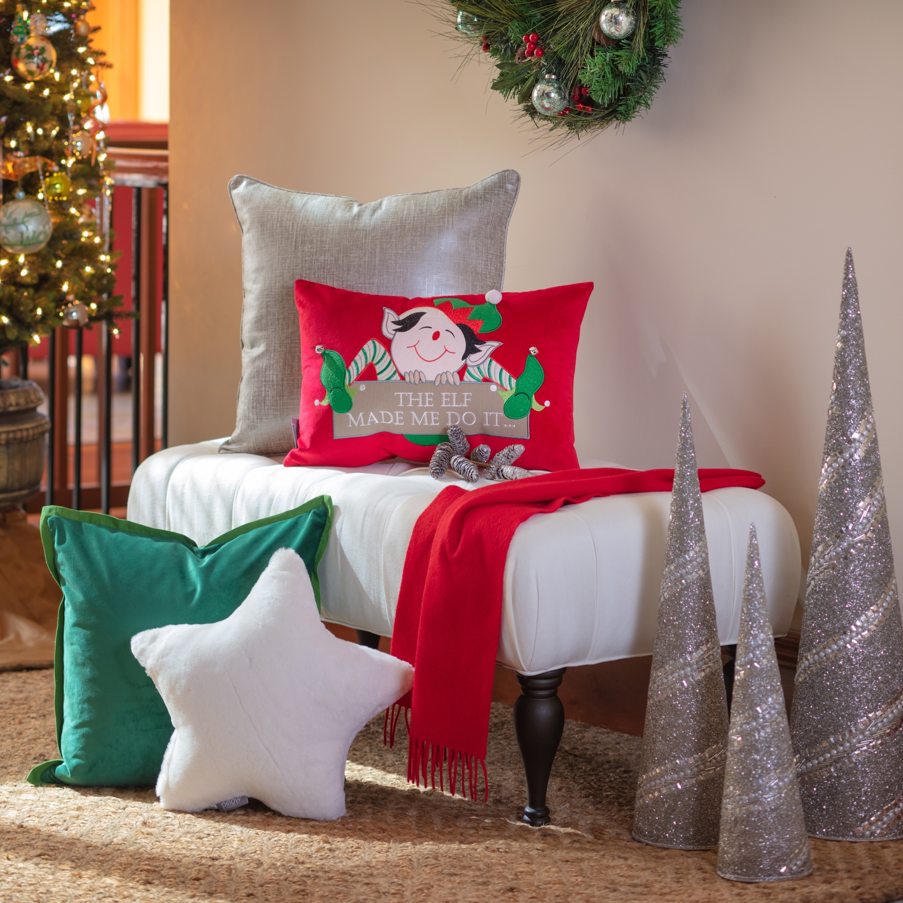 Pillow Perfect Indoor Christmas The Elf Made Me Red Rectangular Throw Pillow Cover 13 X 19 X 0.2 Bed Bath Beyond 36620886