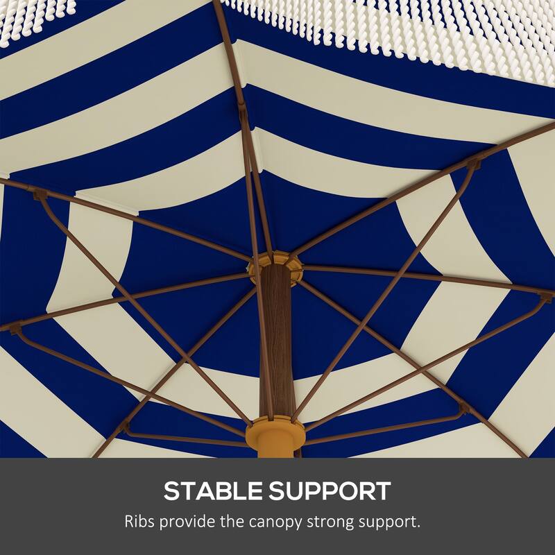 Outsunny 6.2' Portable Beach Umbrella, Ruffled Outdoor Umbrella with Vented Canopy, Carry Bag