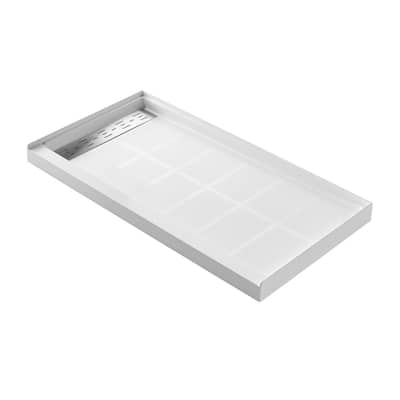 MEDUNJESS 60" X 30" White Shower Base, Non-Slip Design