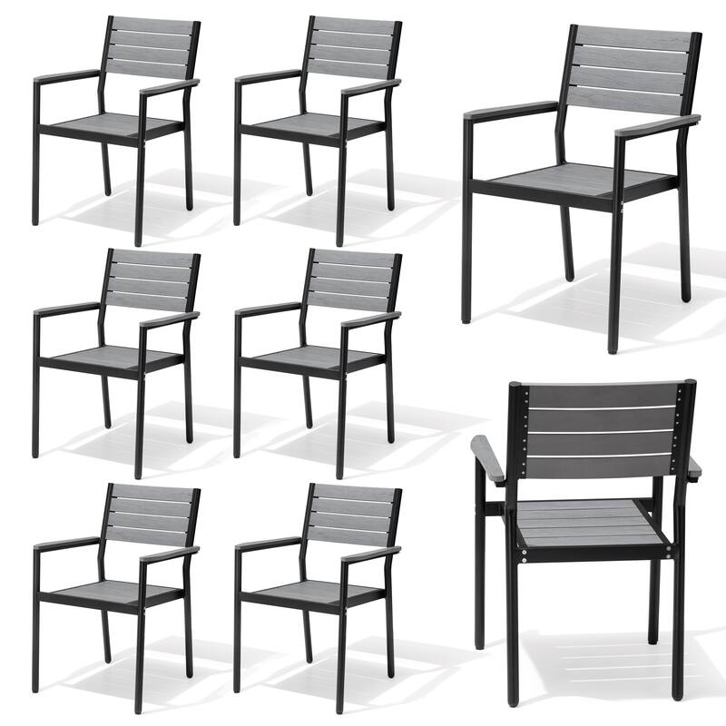 Outdoor Patio Dining Chairs Modern Aluminum Stackable Armchairs - See Picture