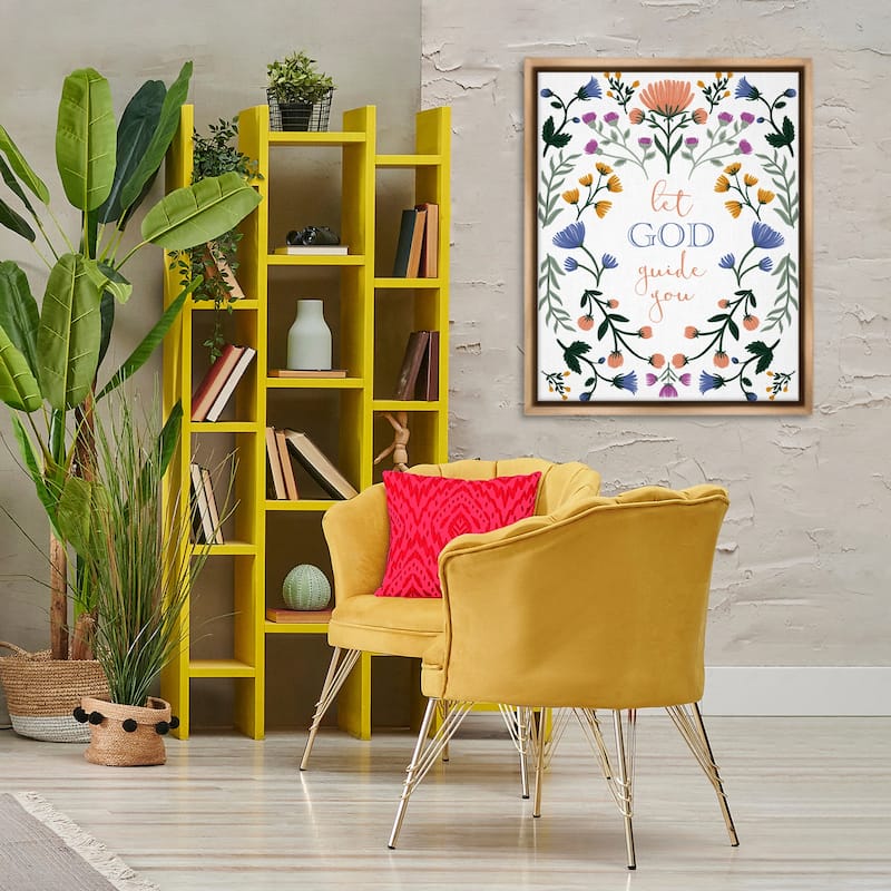 Stupell Floral Let God Guide You Framed Floater Canvas Wall Art Design By Angel Nicole