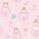 preview thumbnail 1 of 4, Galerie Wallcoverings Just 4 Kids 2 Ballerinas Non-woven Matte Wallpaper Roll 33 feet x 21 inches - Pink
