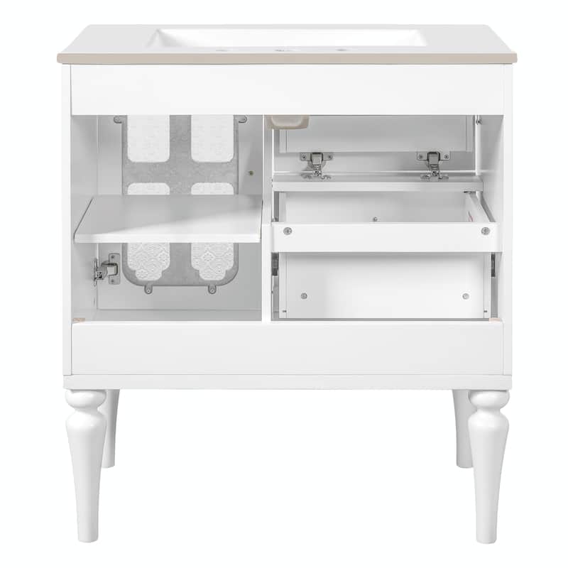 Retro 30" Bathroom Vanity with Resin Sink