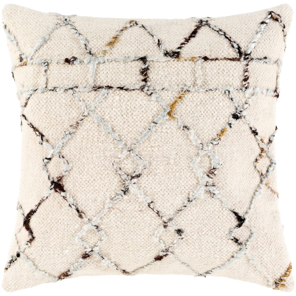 Sarae Textured Woold Blend Farmhouse Throw Pillow