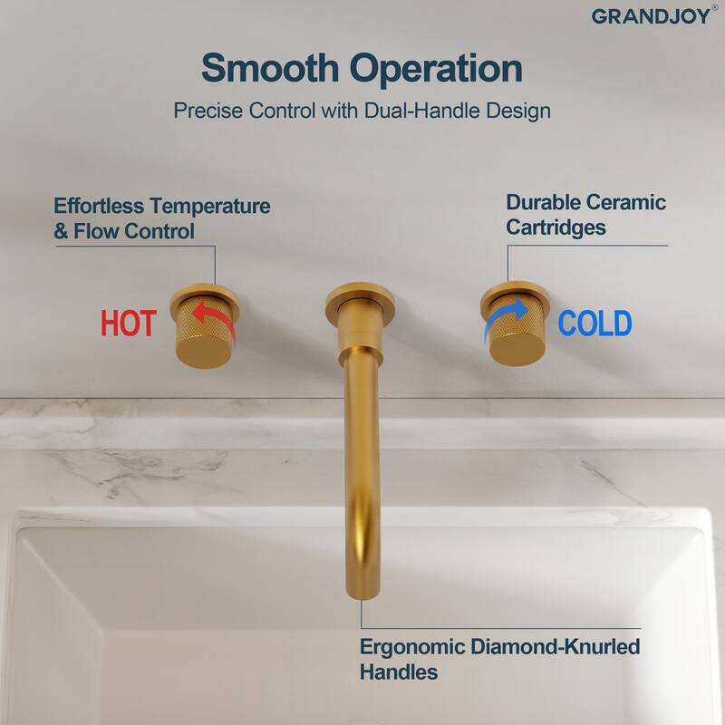 GRANDJOY 2-Handle Wall Mounted Bathroom Faucet
