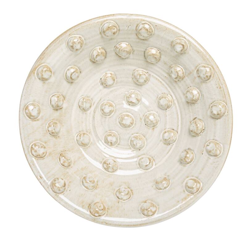 Handmade Terra-cotta Low Bowl with Raised Dots - 16.5"L x 16.5"W x 3.75"H