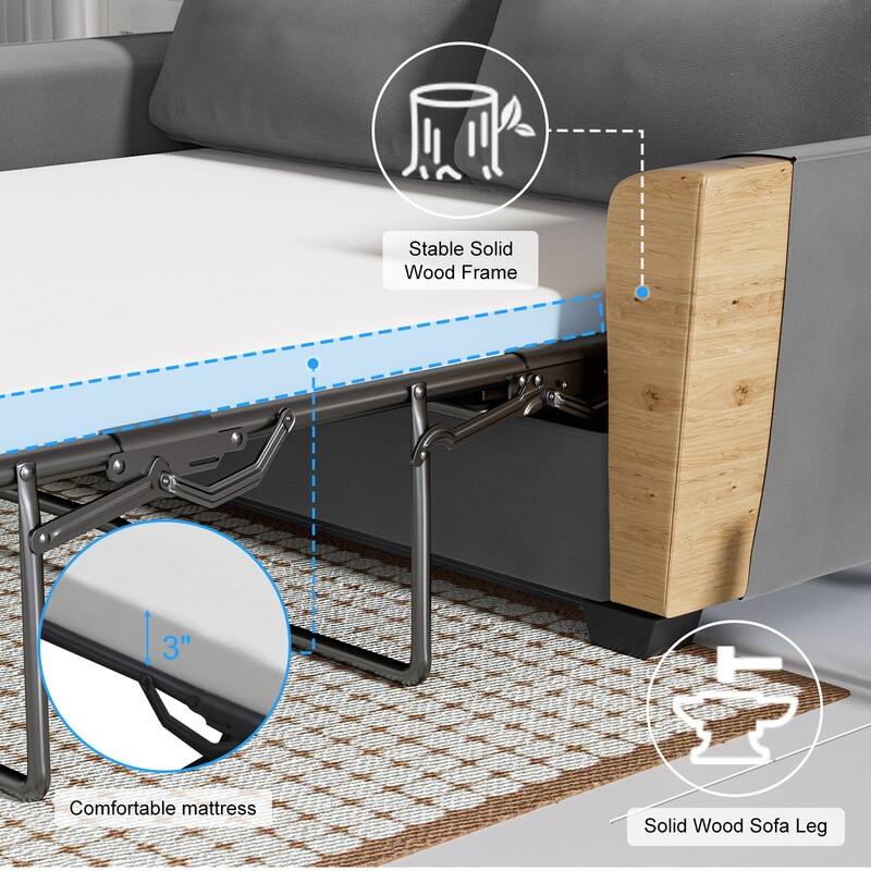 MIxoy Modern Velvet Queen Size 2-in-1 Pull Out Sleep Sofa Bed