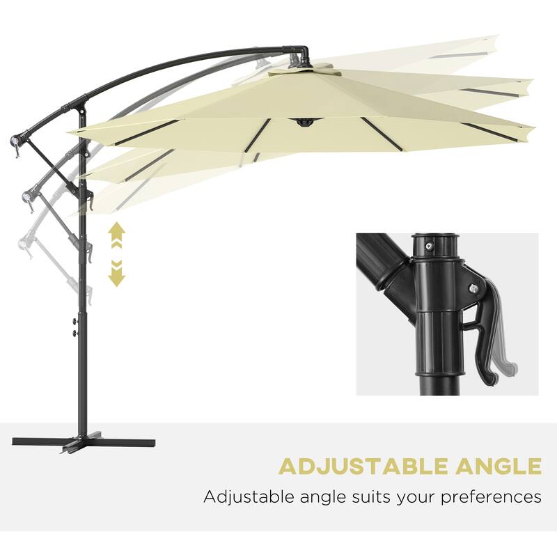 10 Feet UV and Water-Resistant Cantilever Patio Umbrella with Sturdy Base and Crank Handle