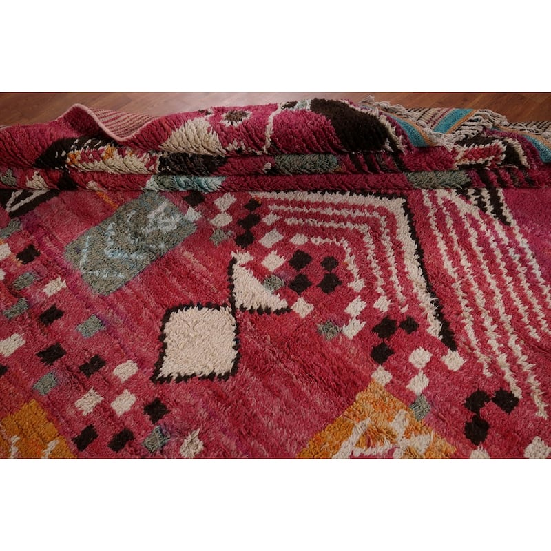 All-Over Geometric Moroccan Large Area Rug Handmade Wool Carpet - 9'9" x 14'7"