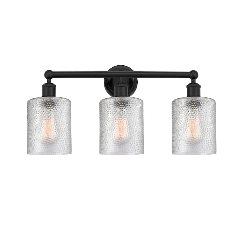 Innovations Lighting 616-3W-12-23 Cobbleskill Vanity Cobbleskill 3 - Matte Black / Clear