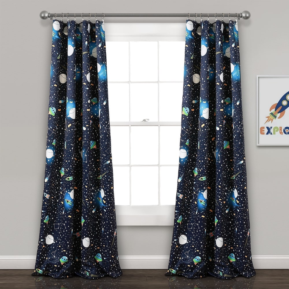 Lush Decor Universe Room Darkening Window Curtain Panel Pair