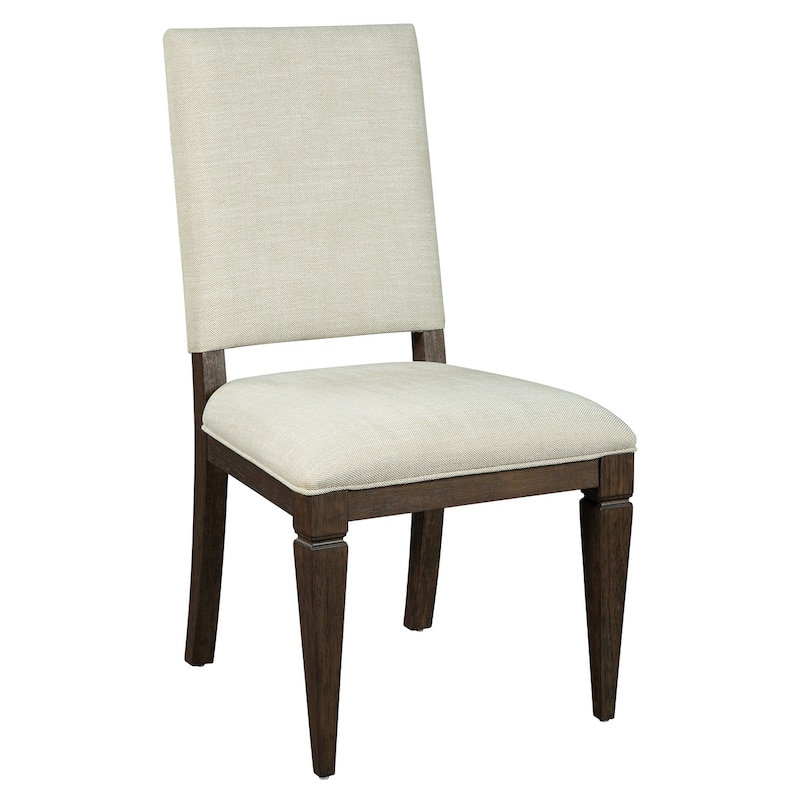 Wood and Linen Dining Side Chair