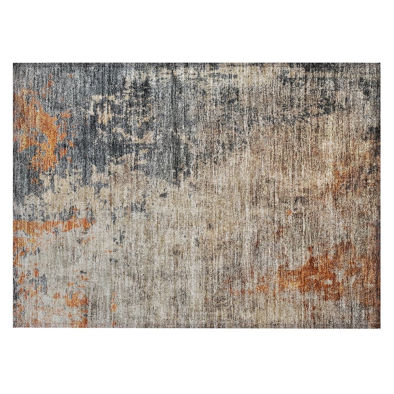 Machine Washable Indoor/ Outdoor Abstract Contemporary Chantille Rug