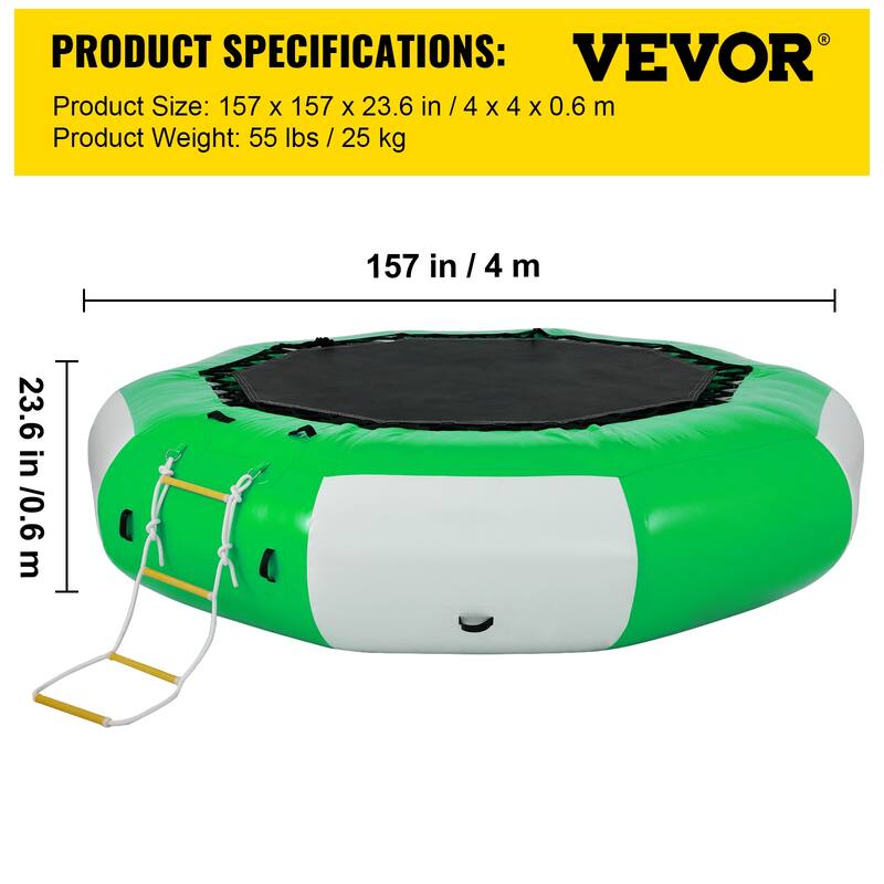 VEVOR Inflatable Water Trampoline Round Inflatable Water Bouncer with Ladder