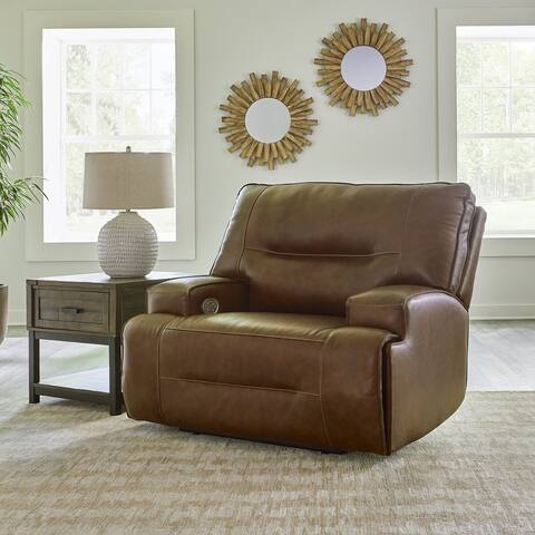 Signature Design by Ashley Francesca Brown Power Recliner with Adjustable Headrest