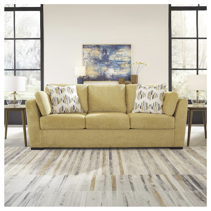 Signature Design by Ashley Keerwick Yellow Queen Sofa Sleeper - 94" W x 41" D x 39" H - 94" W x 41" D x 39" H - Yellow