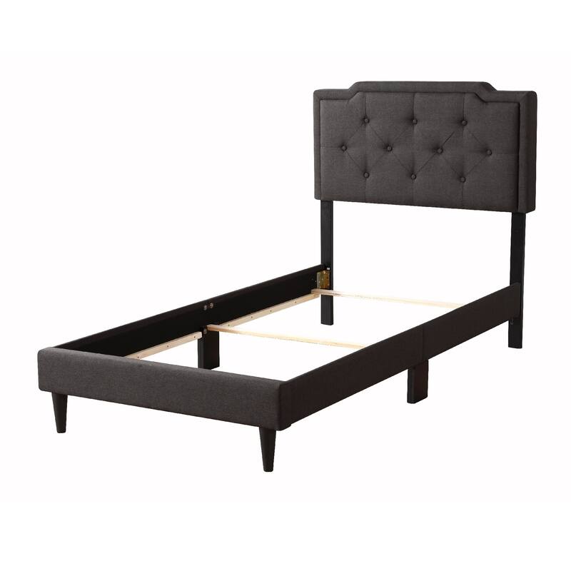 Upholstered Tufted Adjustable Twin Panel Bed - 81" - Black
