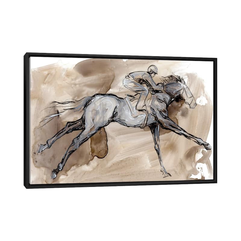 iCanvas "Off to the Races I" by Jennifer Paxton Parker Framed Canvas Print - Black - 26x40