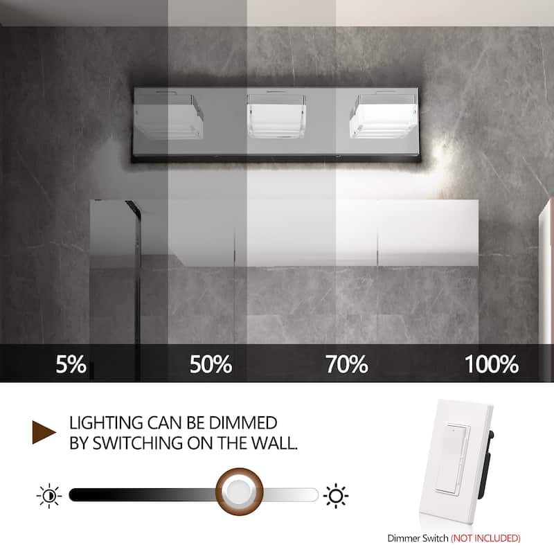 Modern LED Vanity Light, 3-Lights Wall Sconce for Bathroom and Mirror, Sleek Minimalist Design, Energy-Efficient