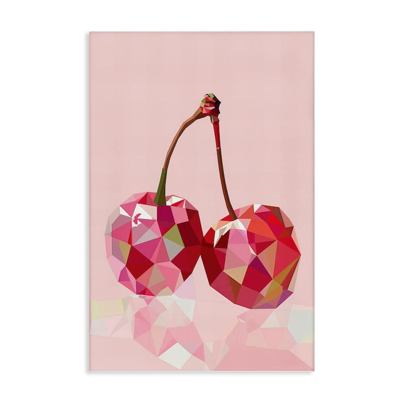 Stupell Pink Geometric Cherries Canvas Wall Art Design By LSR Design Studio - 16 x 24