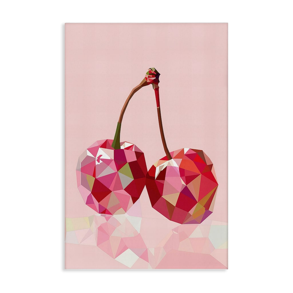 Stupell Pink Geometric Cherries Canvas Wall Art Design By LSR Design Studio