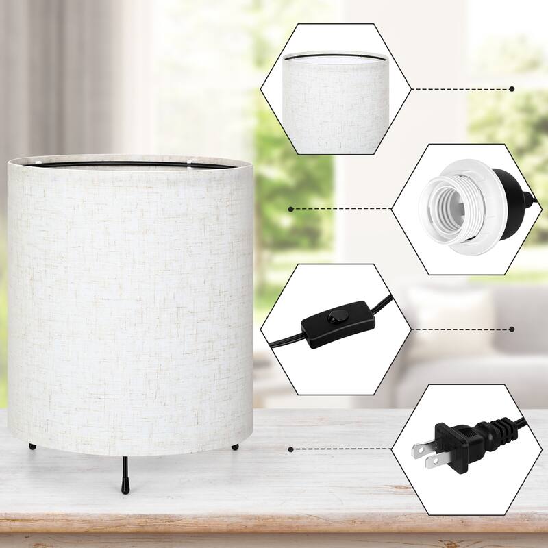 Set of 2 Modern Bedside Lamp with Linen Fabric Shade - 1PCS