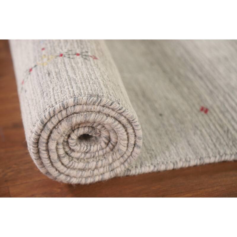 Tribal Beige Gabbeh Runner Rug Hand-knotted Wool Carpet - 2'2"x 9'8"