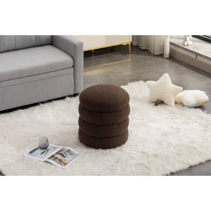 Velvet Round Footrest Ottoman