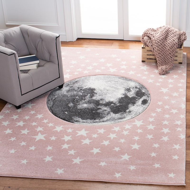 SAFAVIEH Carousel Kids Aine Moon Rug - 6'7" x 9' - Pink/Grey