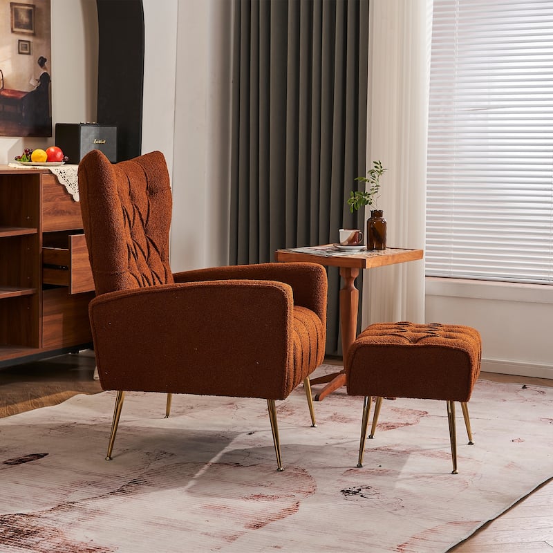 Ouyessir Upholstered Tufted Accent Chair with Ottoman