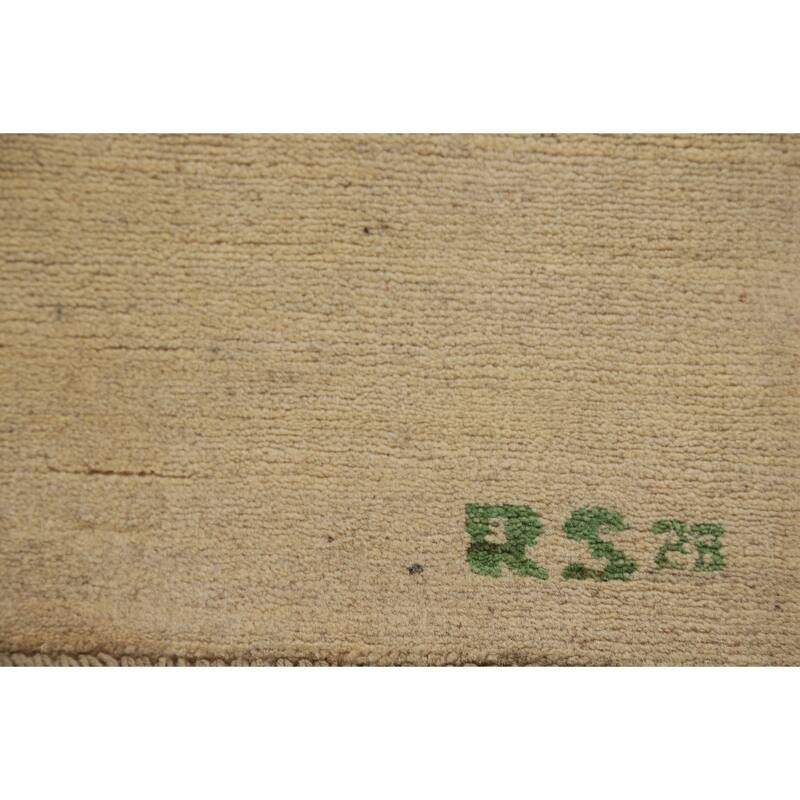 Modern Gabbeh Oriental Area Rug Hand-Knotted Solid Wool Carpet - 6'2"x 8'9"