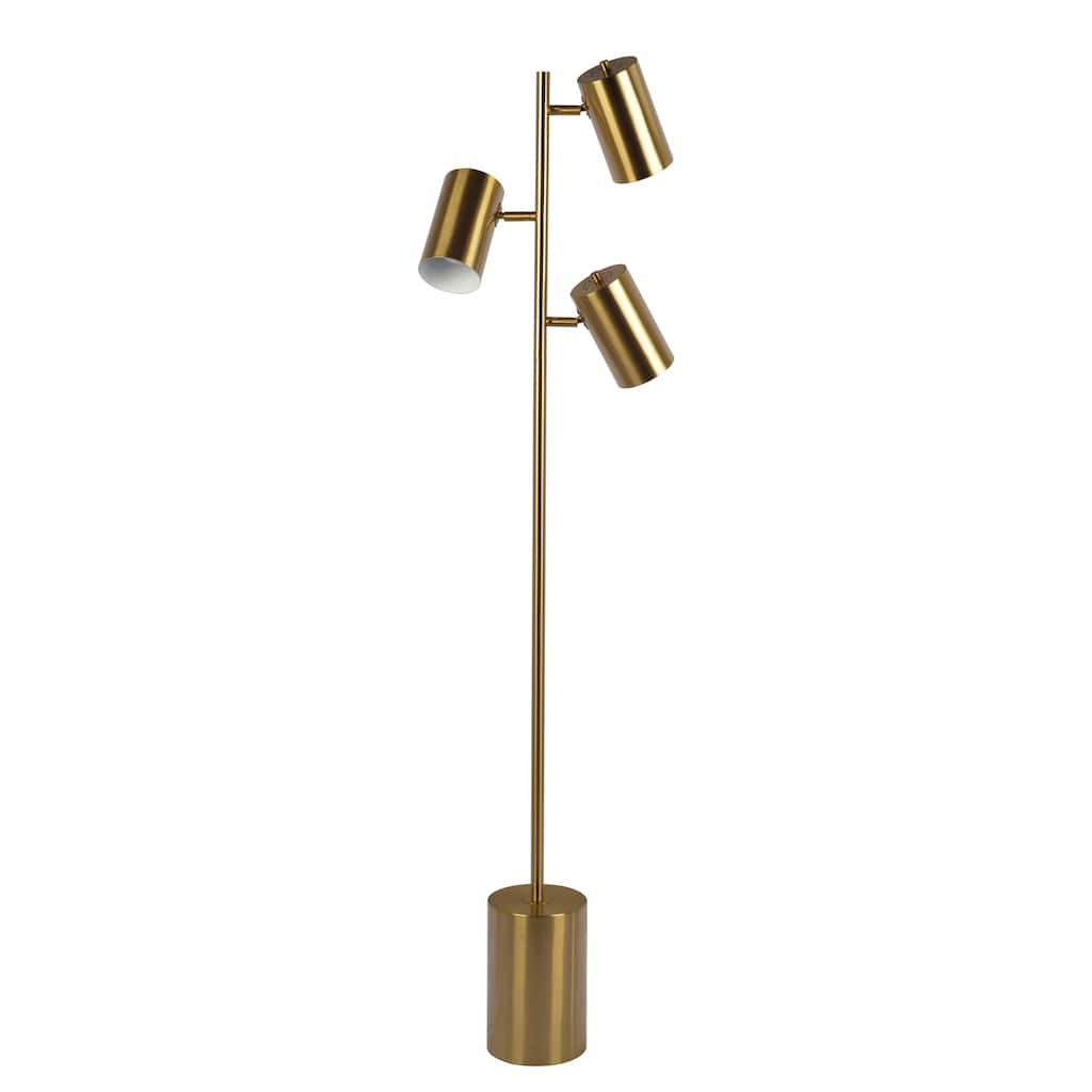 Stylish Brass Gold Floor Lamp with Rotary Switch, Metal Block Base