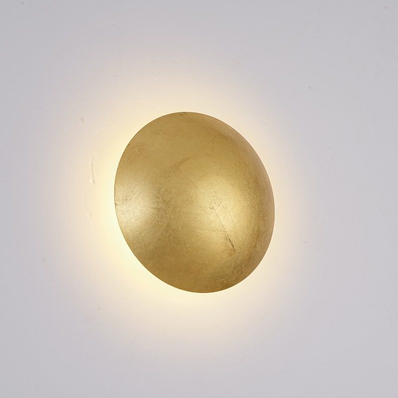 1-Light Retro Luxury Handmade Gold Foil LED Energy-Saving Wall Sconce for Bedroom - 8.7in. W x 3 in. D x 8.7 in. H