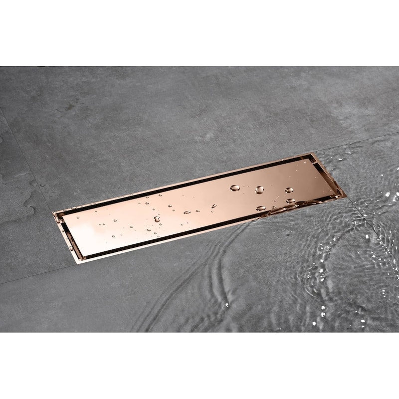 rose gold 12 inch brass material shower drain with ABS base - 11.8 x 4.4