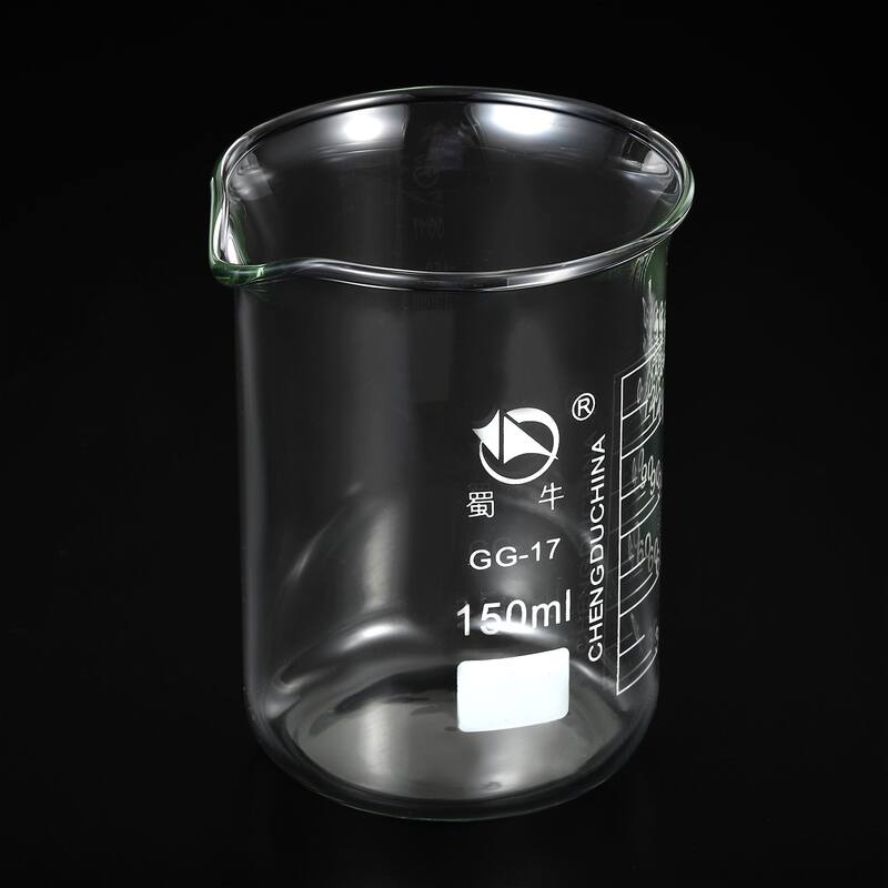 150ml Low Form Glass Beaker, 3.3 Borosilicate Lab Measuring Cups - Clear
