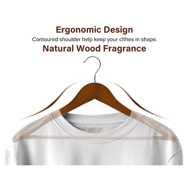 Heavy-Duty Wooden Hangers, Extra Wide Shoulder Wood Coat Hanger