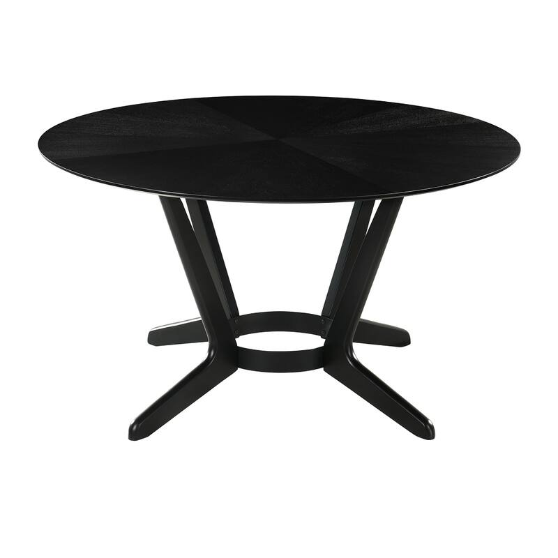 Alana Dining Table, Black Rubberwood, Metal, Round 54 Inch Top
