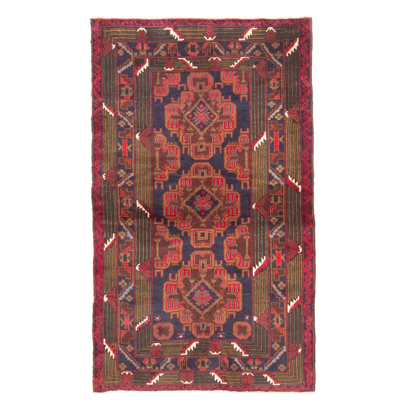 ECARPETGALLERY Hand-knotted Teimani Dark Navy Wool Rug - 3'2 x 5'5